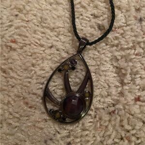 Lia Sophia Black and Purple Teardrop Necklace